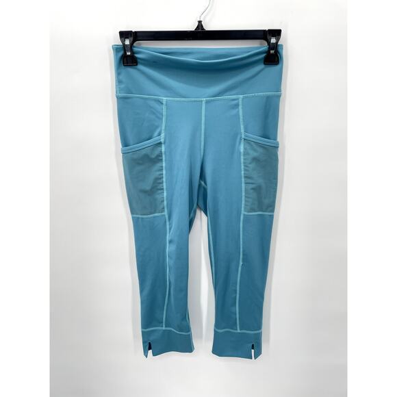 Live Active Blue Compressive Workout Active Side Pocket  Leggings Pants 20" // S - Picture 1 of 7